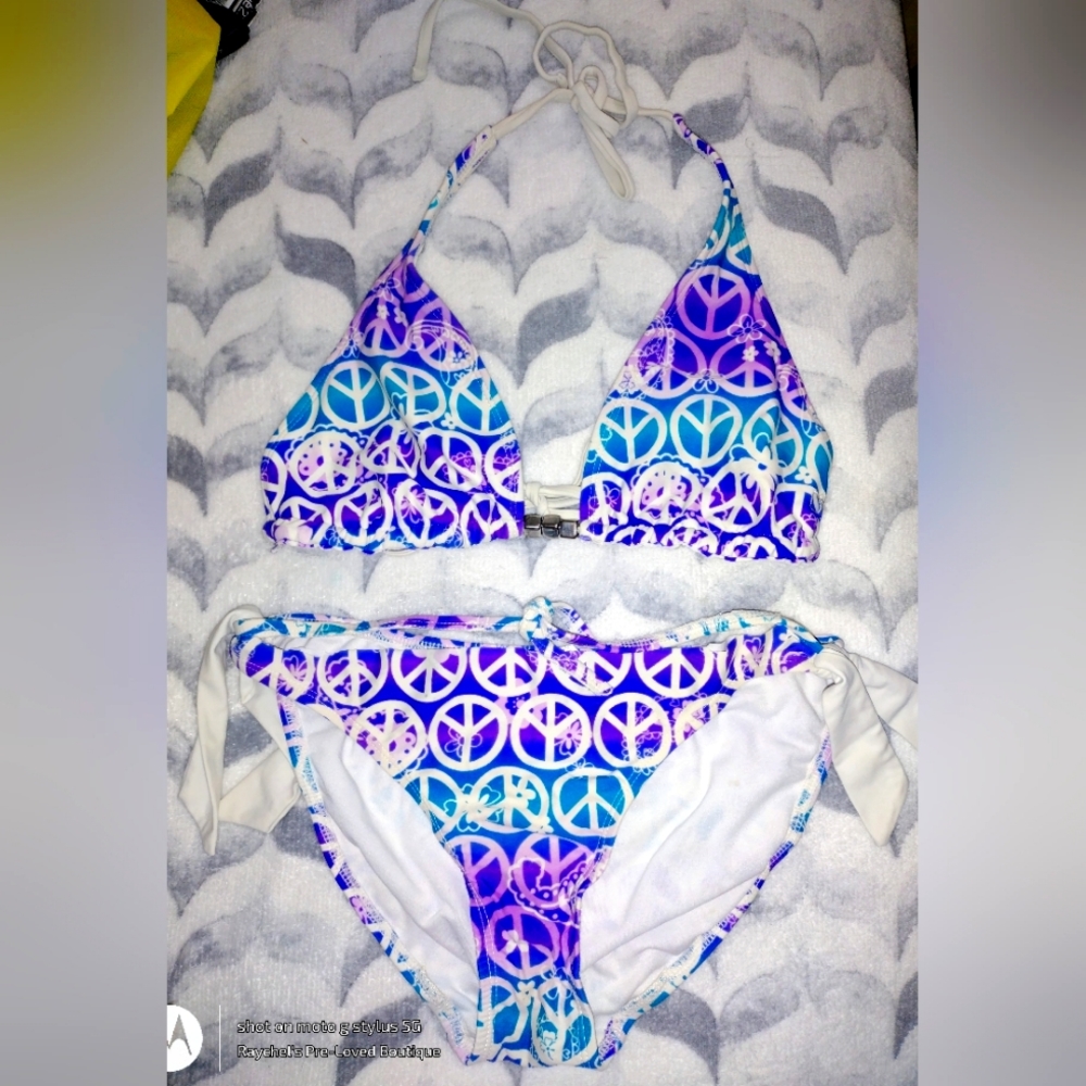 Women's peace sign 2 piece bakini set